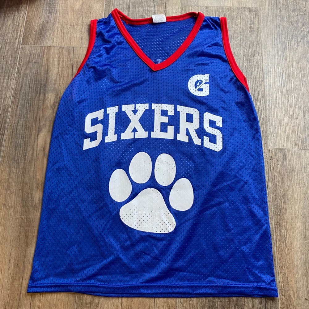 Park Antony Pro Sport Kids Sixers Franklin Blue Mesh Basketball Jersey Size‎ 18